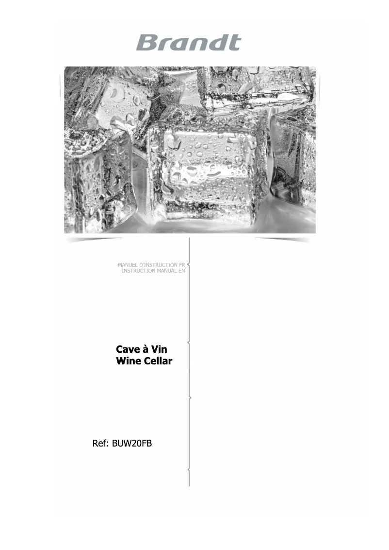Page 1 de la notice Manuel utilisateur Brandt BUW20FB