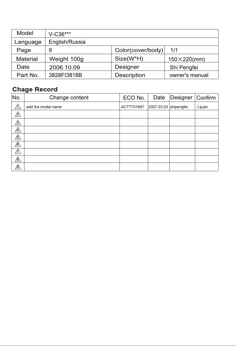 Página 1 del manual Manual de usuario LG V-C3644HT