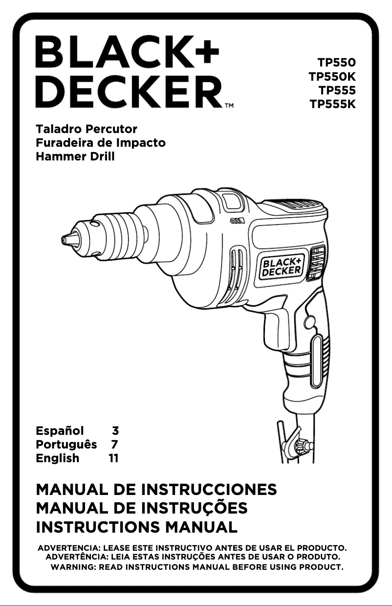 Page 1 de la notice Manuel utilisateur Black & Decker TP550