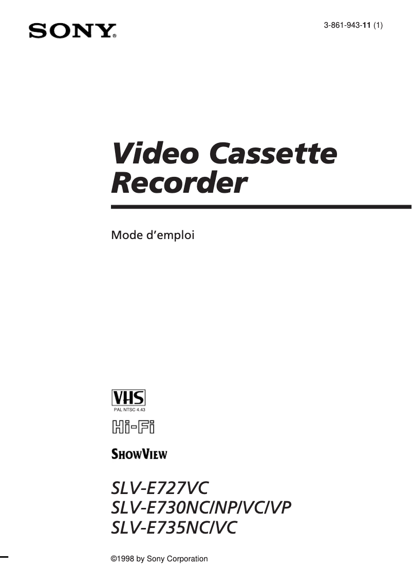 Image de la première page du manuel de l'appareil SLV-E730NC