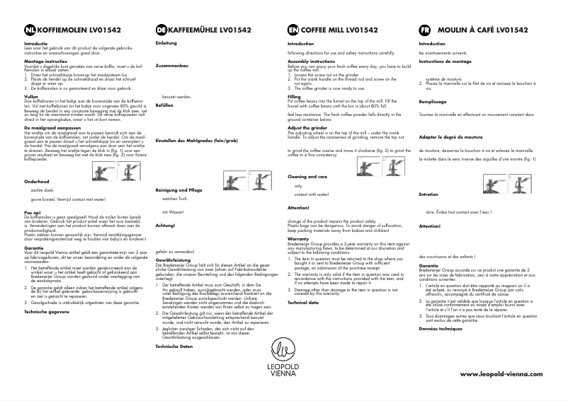 Page n°1 - Manuel utilisateur Leopold Vienna LV01542