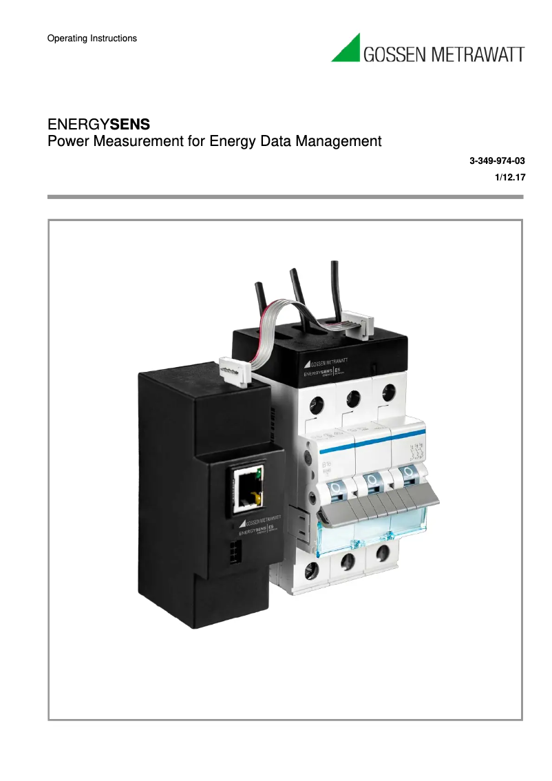 Page n°1 - Manuel utilisateur Gossen Metrawatt ENERGYSENS-EScom