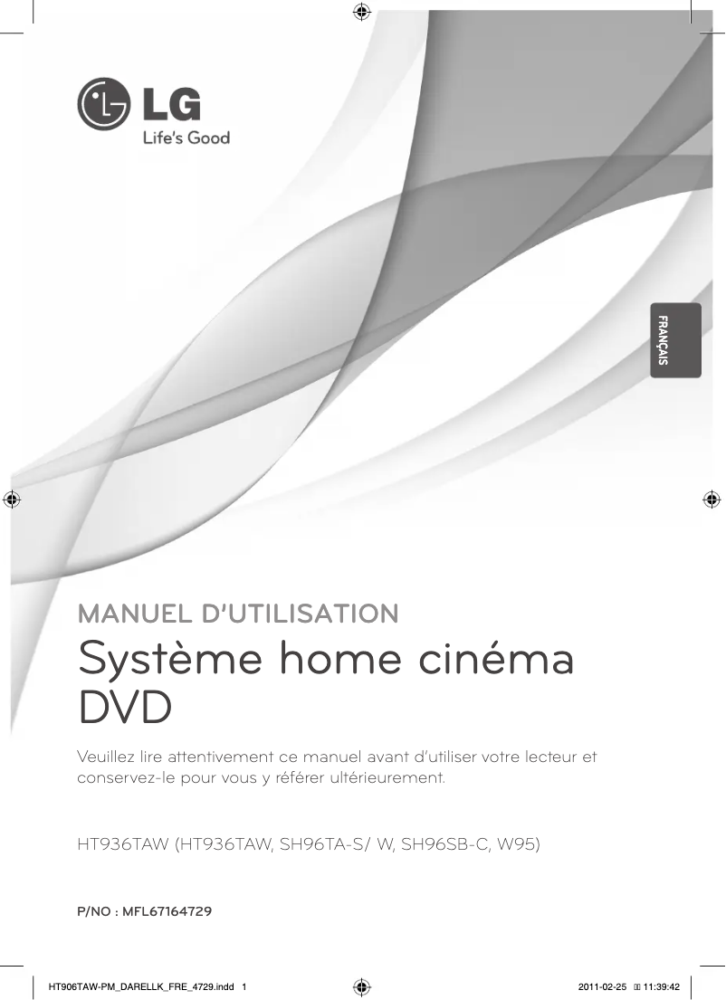 Page 1 de la notice Manuel utilisateur LG HT936TAW