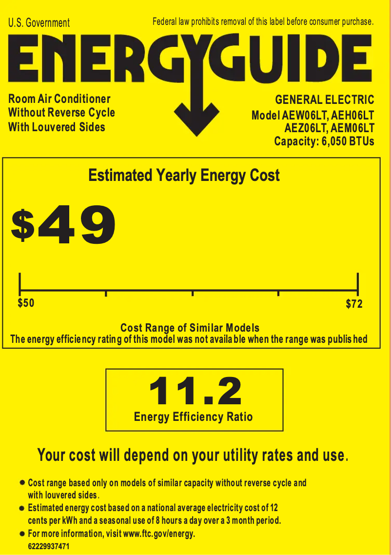Page n°1 - Label énergétique GE AEZ06LT