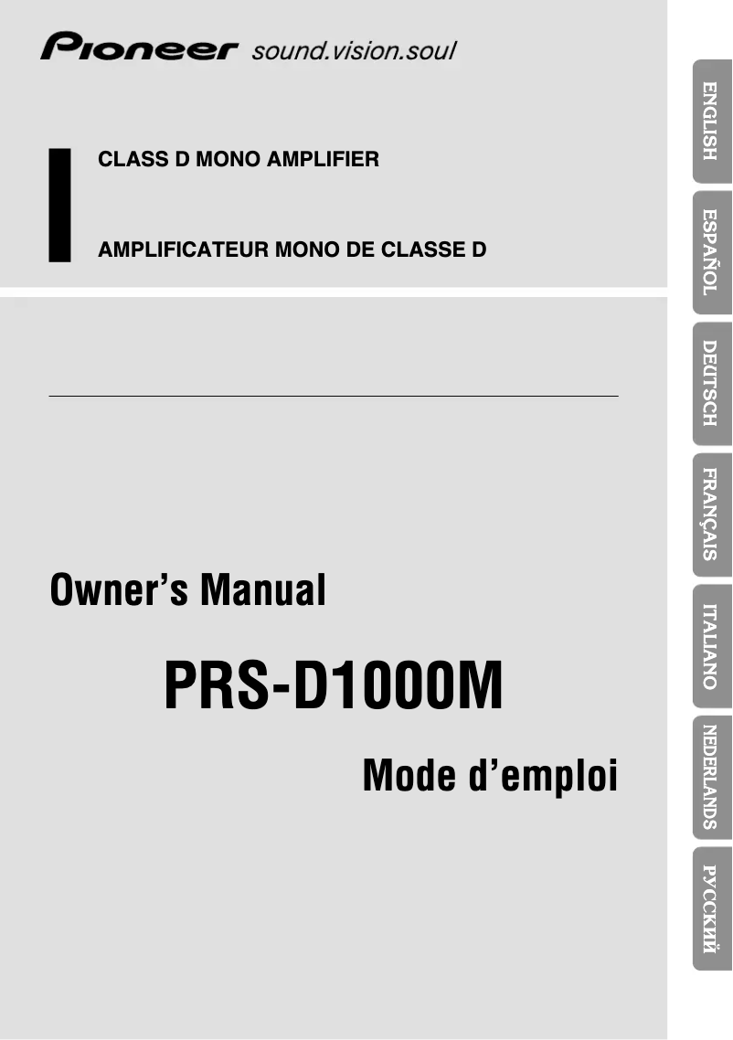 Page n°1 - Manuel utilisateur Pioneer PRS-D1000M