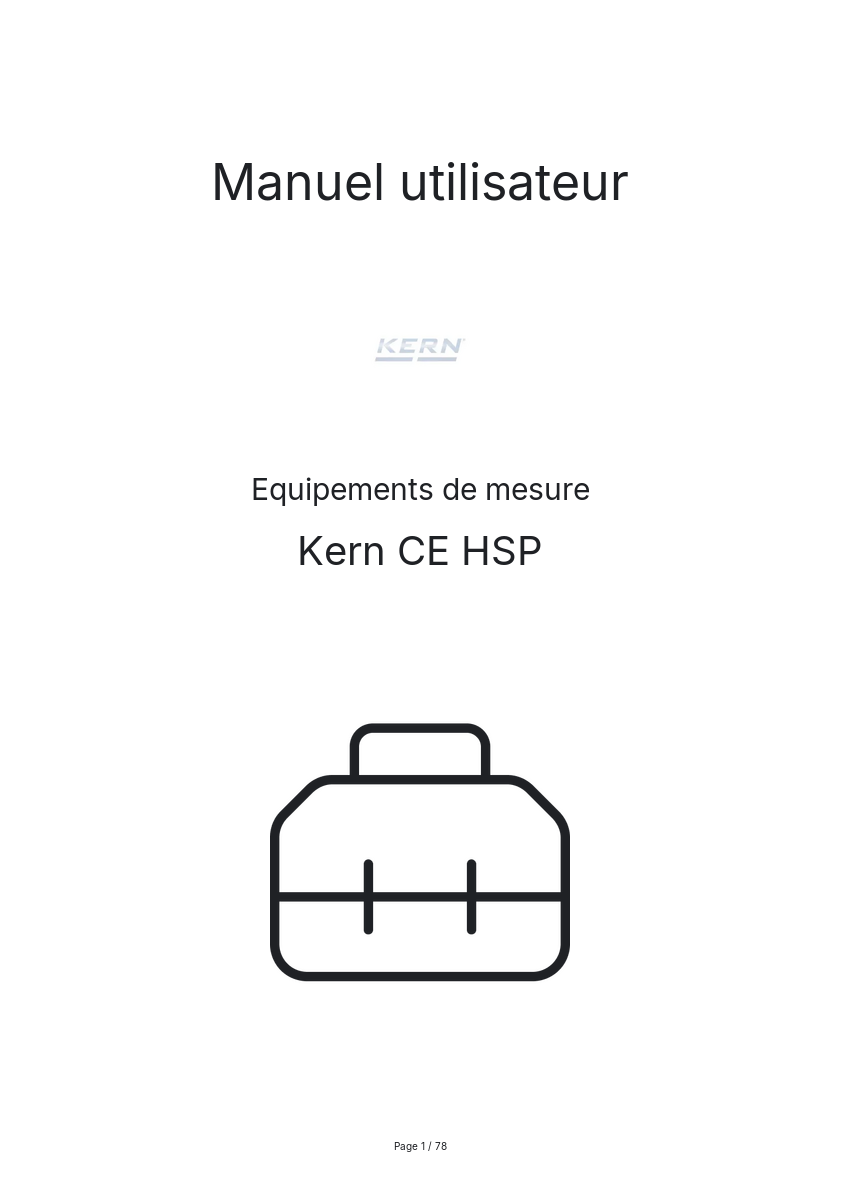 Page n°1 - Manuel utilisateur Kern CE HSP