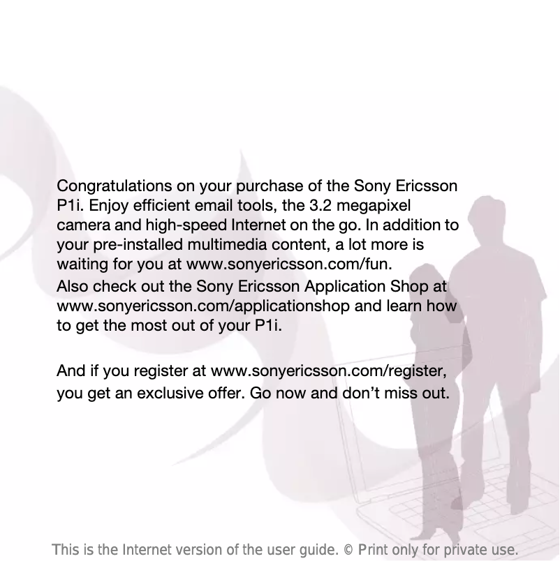 Page 1 de la notice Manuel utilisateur Sony Ericsson P1