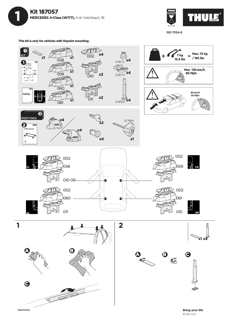 Page n°1 - Manuel utilisateur Thule Kit 187057