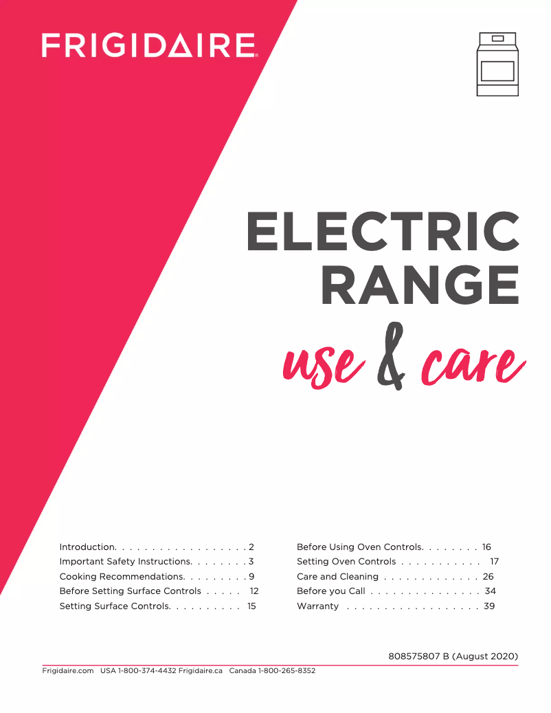 Page 1 de la notice Manuel utilisateur Frigidaire FCFE2425AW