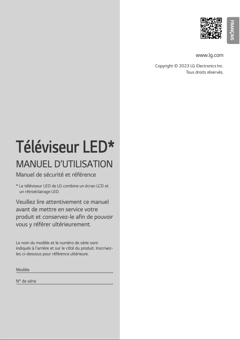 Page n°1 - Manuel utilisateur LG 55UR7300