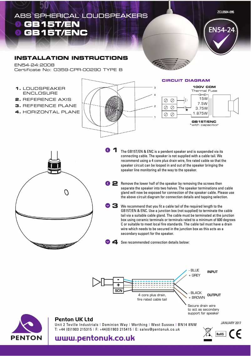 Page n°1 - Manuel utilisateur Penton GB15T/ENC