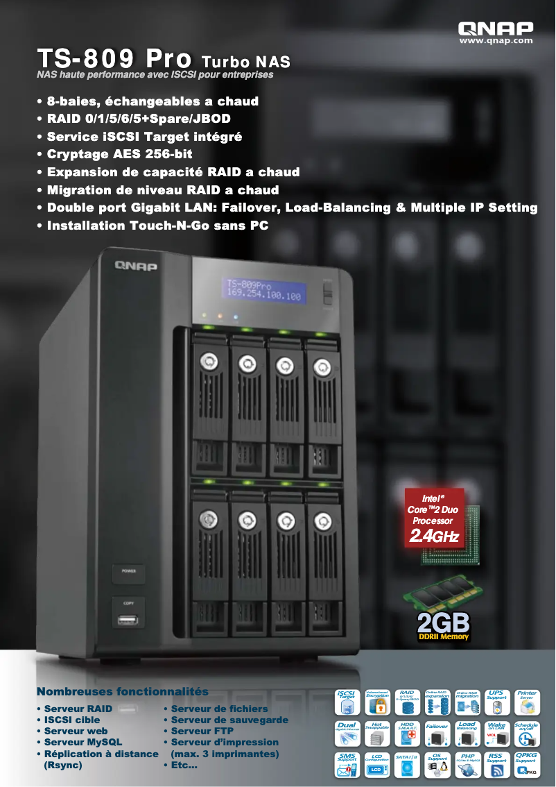 Page 1 de la notice Manuel utilisateur QNAP TS-809 Pro Turbo NAS