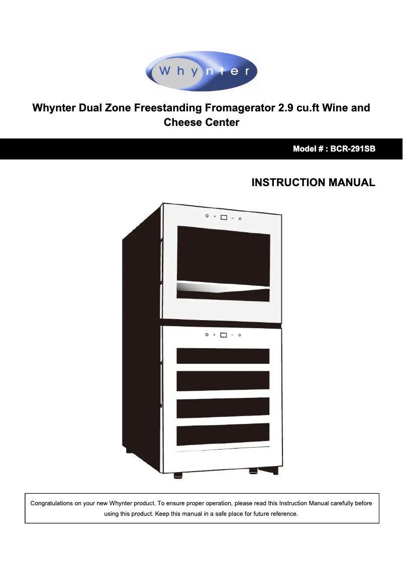 Image de la première page du manuel de l'appareil BCR-291SB