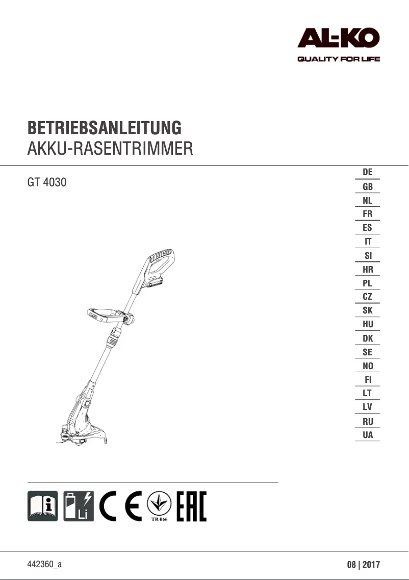 Página 1 del manual Manual de usuario AL-KO GT 4030
