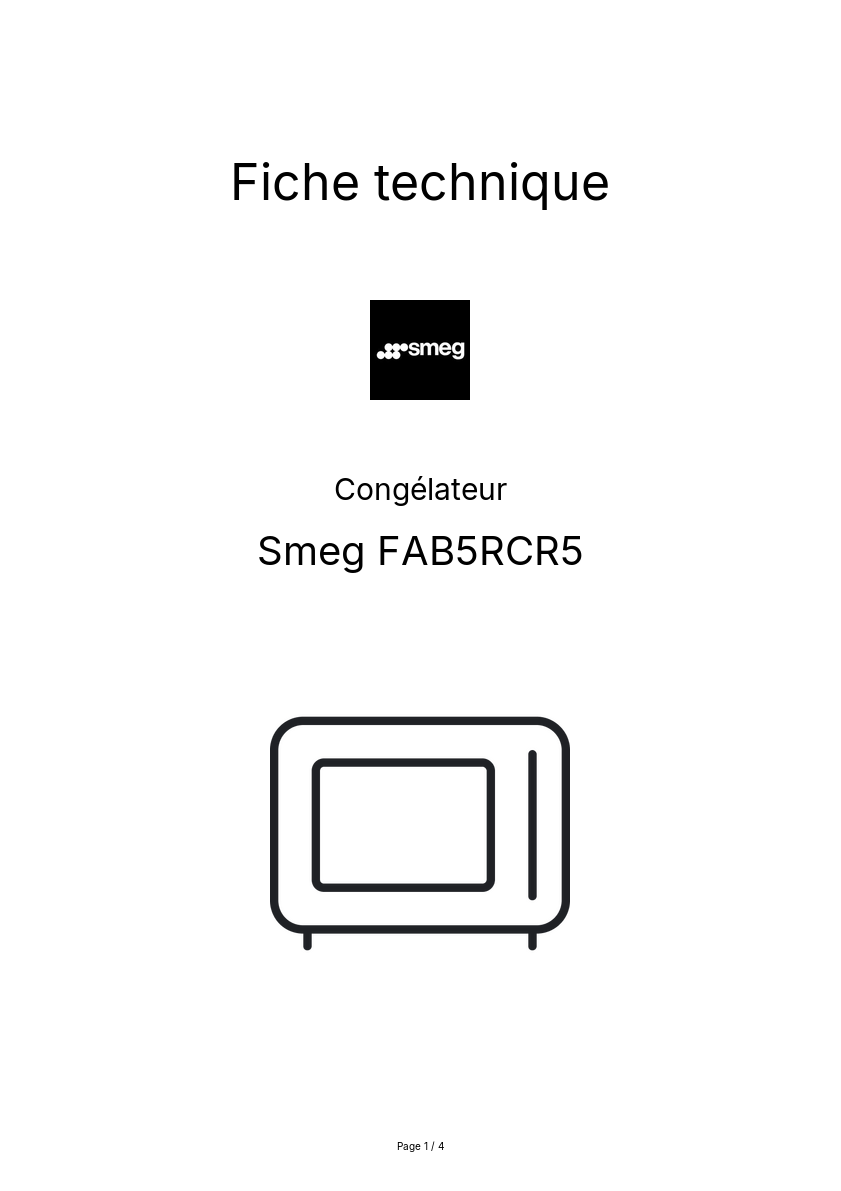 Page n°1 - Fiche technique Smeg FAB5RCR5