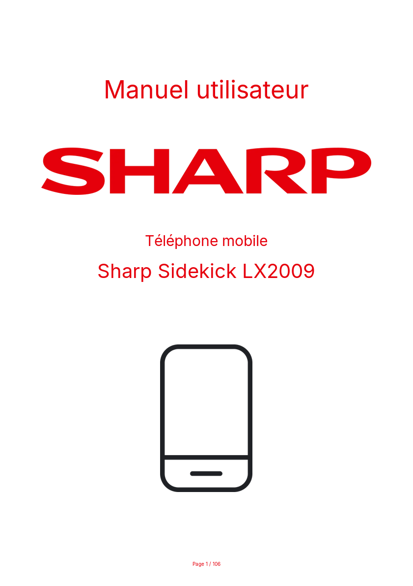Image de la première page du manuel de l'appareil Sidekick LX2009