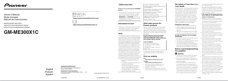 Image de la première page du manuel de l'appareil GM-ME300X1C