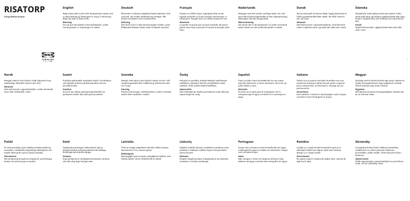 Page 1 de la notice Manuel utilisateur Ikea RISATORP 202.816.31