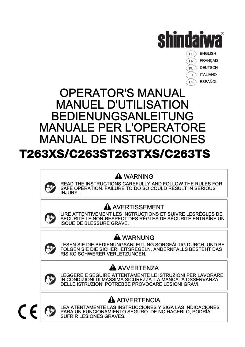 Page 1 de la notice Manuel utilisateur Shindaiwa C263S