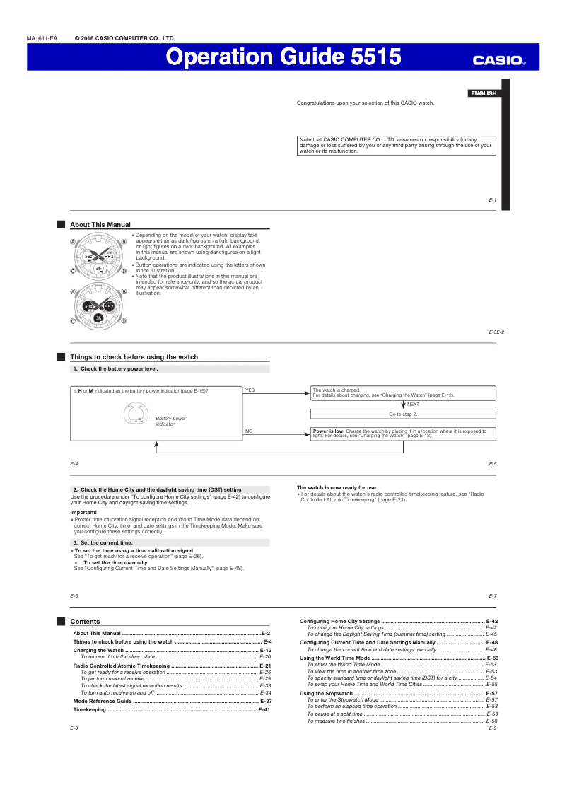 Page 1 de la notice Manuel utilisateur Casio G-Shock GST-W130L-1AER