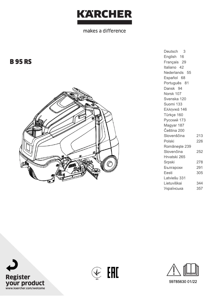 Image de la première page du manuel de l'appareil B 95 RS Bc Dose