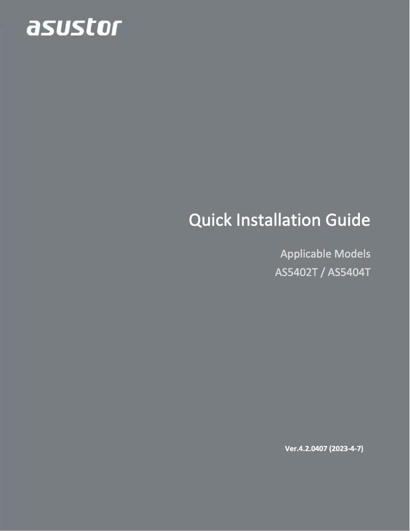 Page 1 de la notice Manuel utilisateur Asustor AS5404T