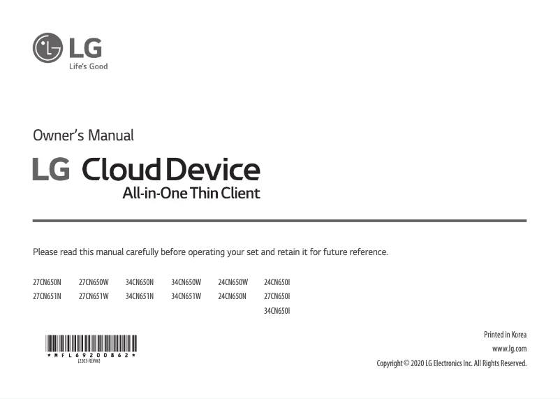 Page 1 of the manual User Manual LG 24CN650I