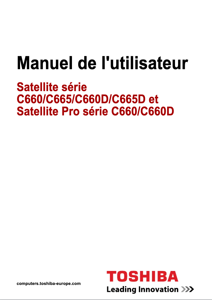 Page 1 de la notice Manuel utilisateur Toshiba Satellite Pro C 660
