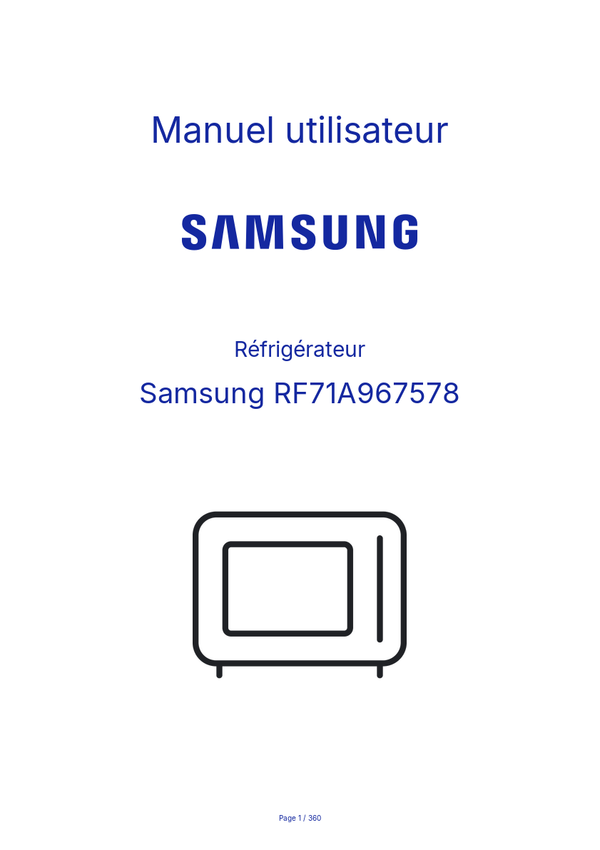 Page n°1 - Manuel utilisateur Samsung RF71A967578