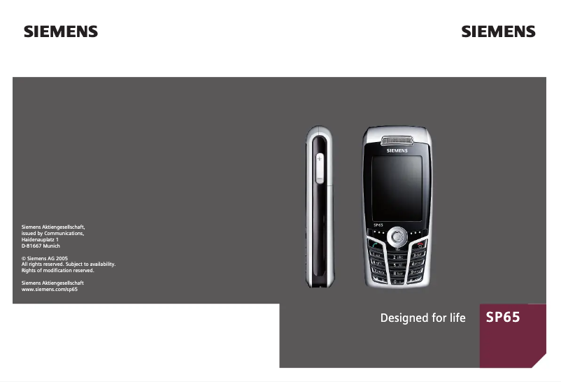 Page 1 de la notice Manuel utilisateur Siemens SP65