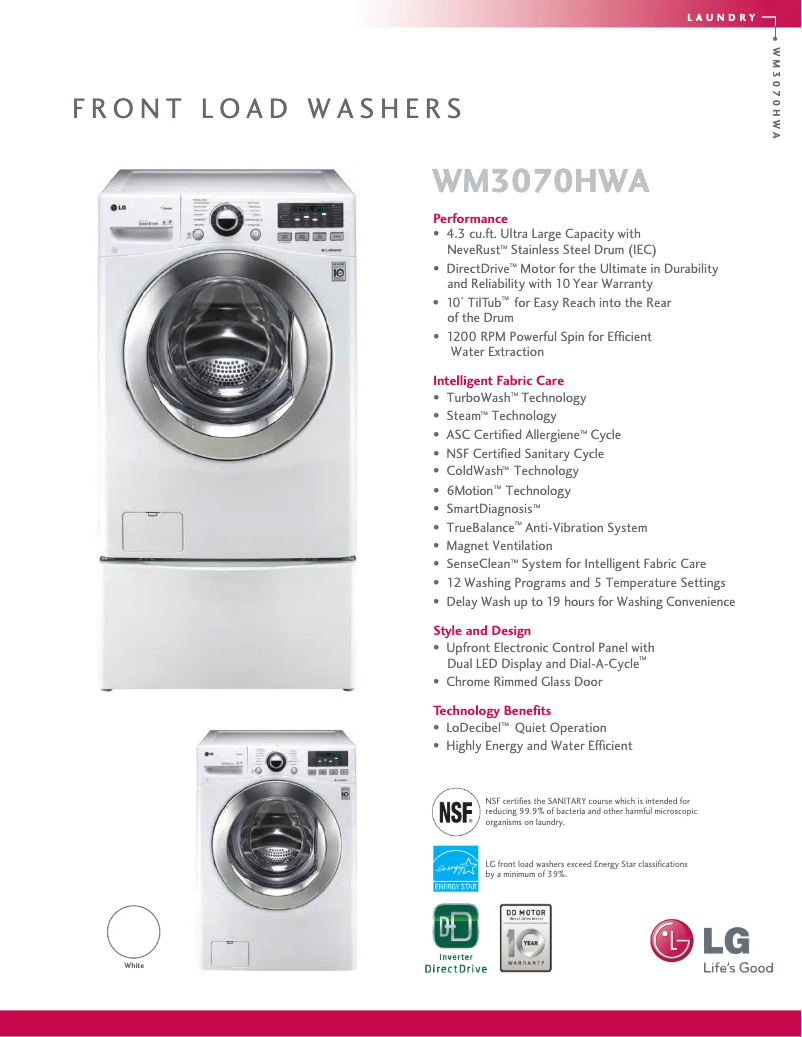 Image de la première page du manuel de l'appareil WM3070HWA