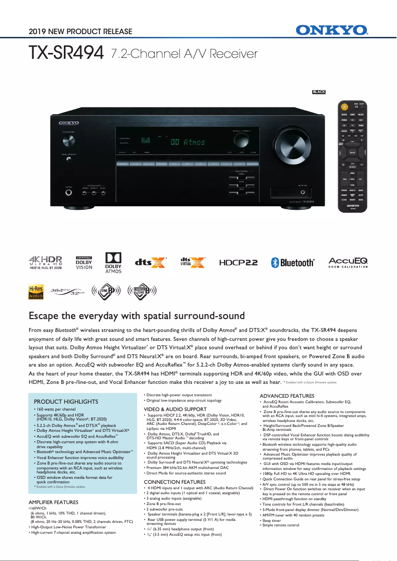 Image de la première page du manuel de l'appareil TX-SR494