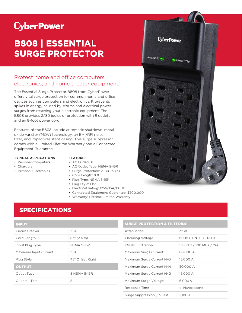 Page 1 de la notice Informations de garantie CyberPower B808