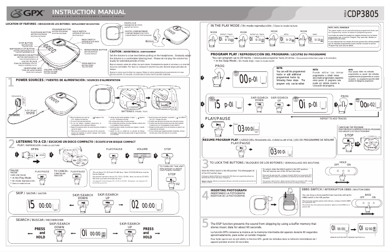 Image de la première page du manuel de l'appareil CDP3805