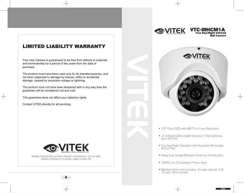 Image de la première page du manuel de l'appareil VTC-IRHCM1A