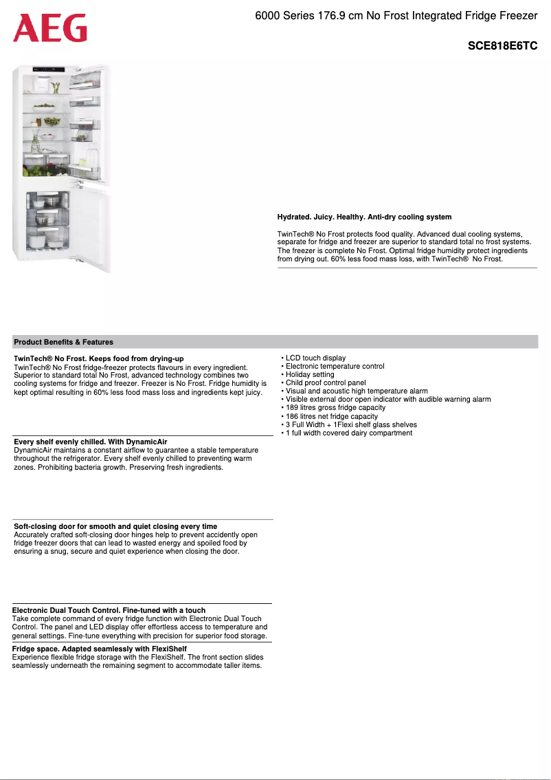 Página 1 del manual Ficha técnica AEG SCE818E6TC