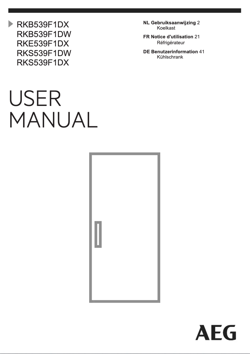 Page 1 de la notice Manuel utilisateur AEG RKE539F1DX