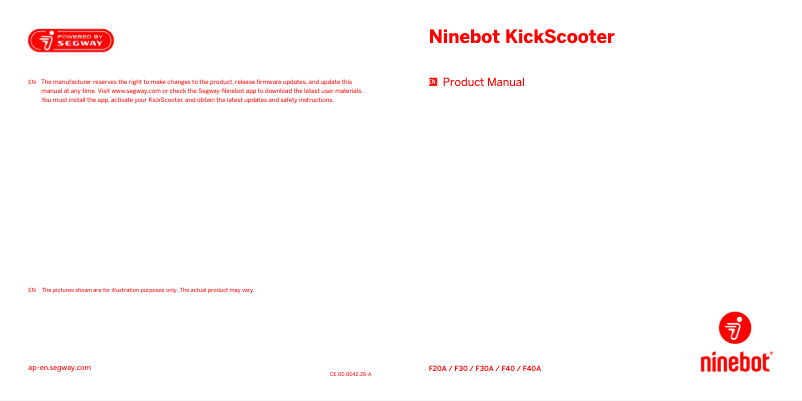 Page 1 de la notice Manuel utilisateur Segway Ninebot Kickscooter F40