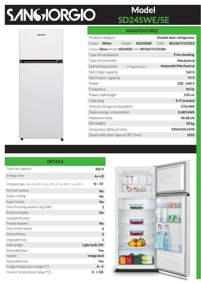 Page n°1 - Manuel utilisateur SanGiorgio SD24SWE