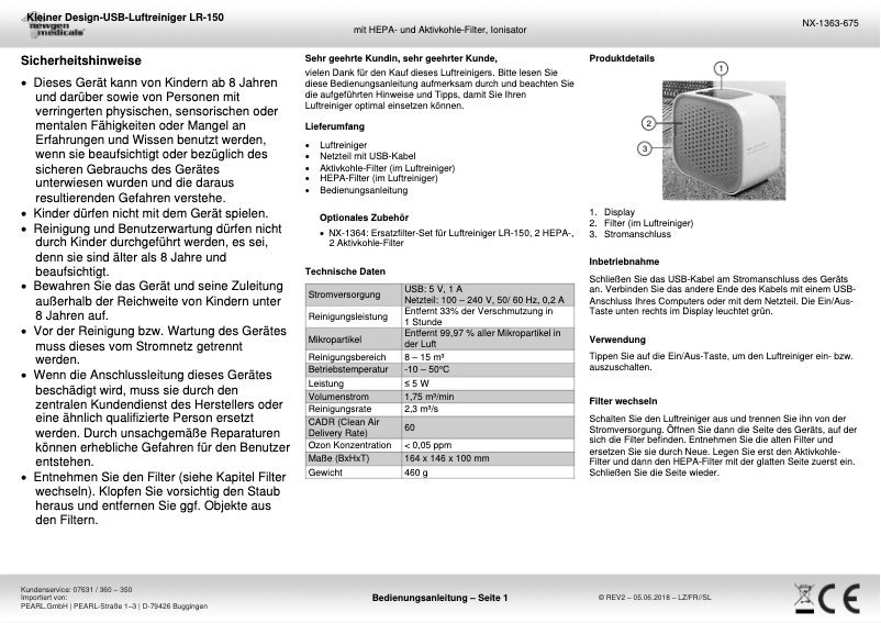 Page n°1 - Manuel utilisateur Newgen Medicals LR-150