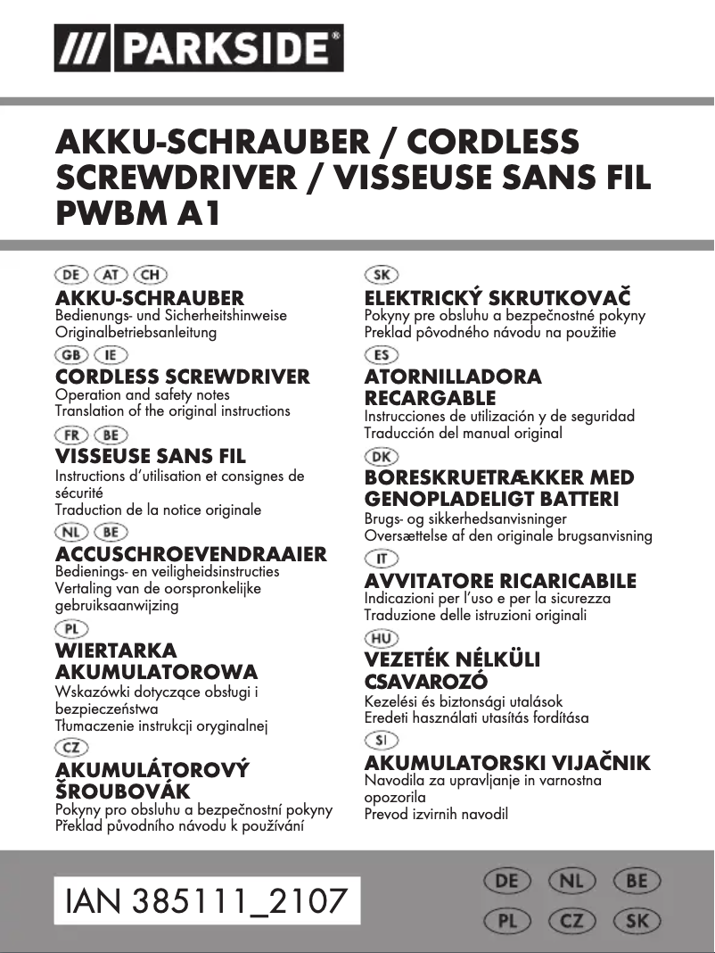 Image de la première page du manuel de l'appareil PWBM A1