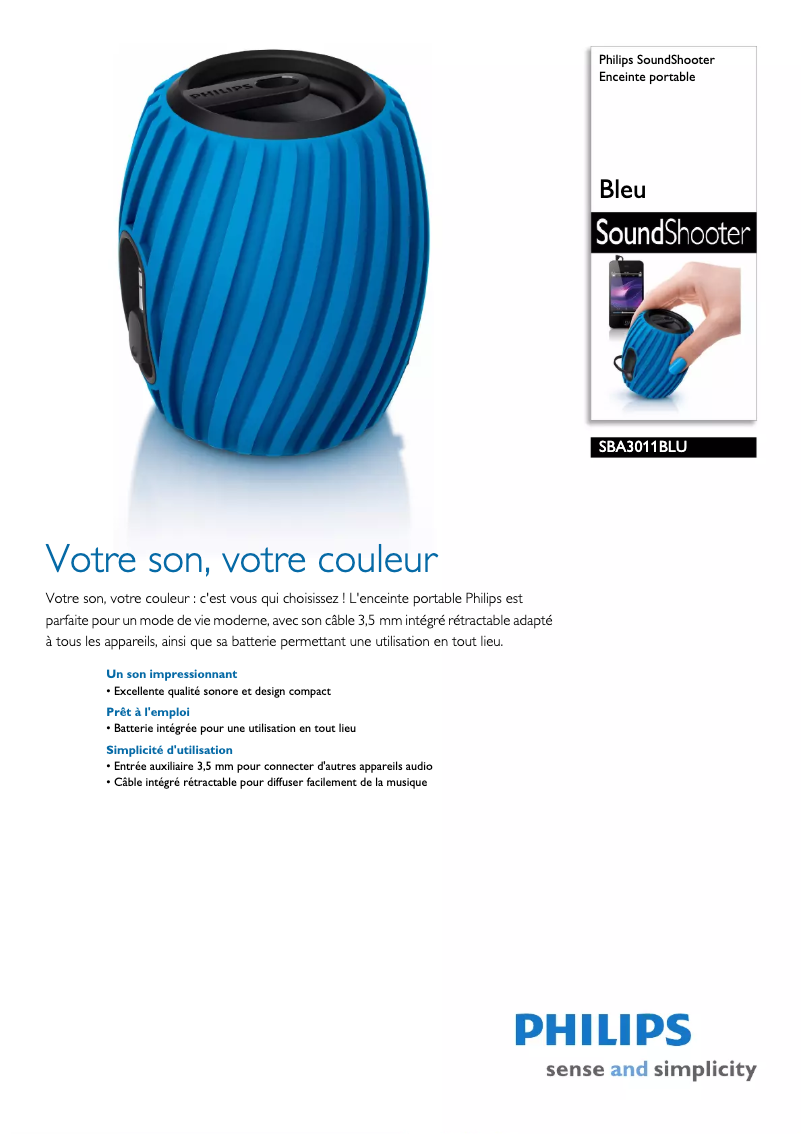 Página 1 del manual Ficha técnica Philips SoundShooter SBA3011
