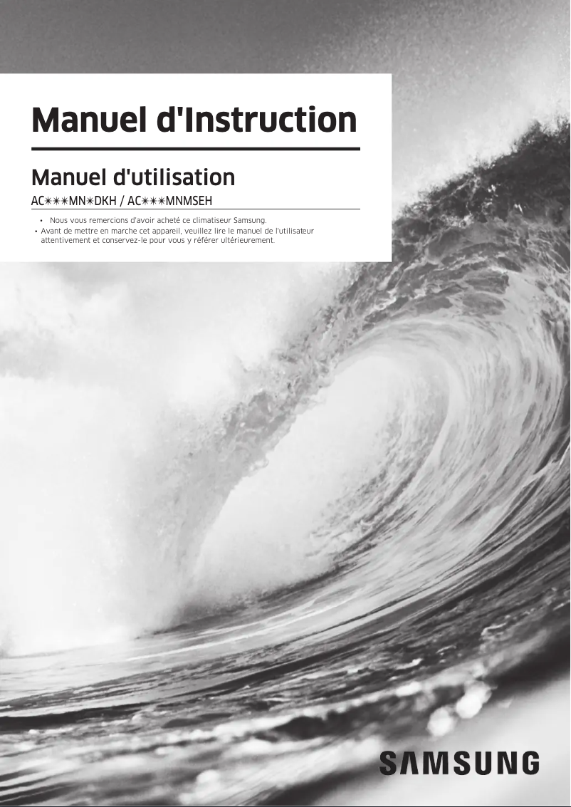 Page 1 de la notice Manuel utilisateur Samsung AC071MNLDKH/EU