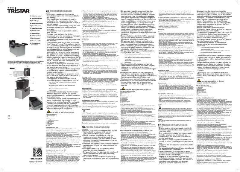 Page 1 de la notice Manuel utilisateur TriStar FR-6947