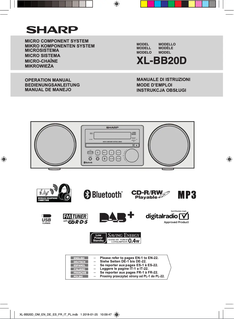 Page 1 de la notice Manuel utilisateur Sharp XL-BB20D