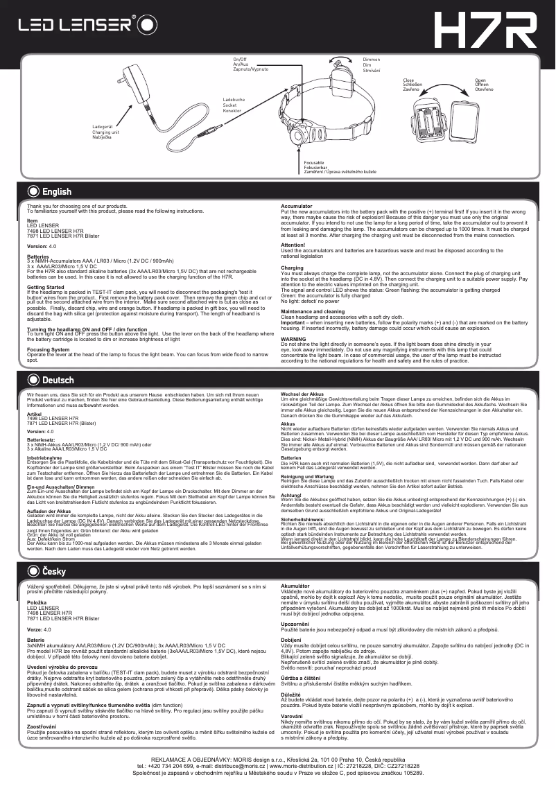 Page 1 de la notice Manuel utilisateur Ledlenser H7R