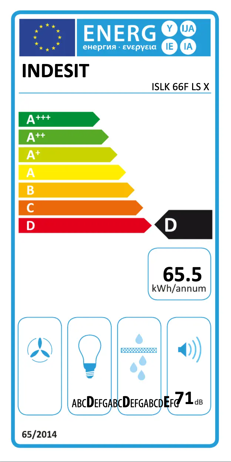 Page n°1 - Label énergétique Indesit ISLK 66F LS X