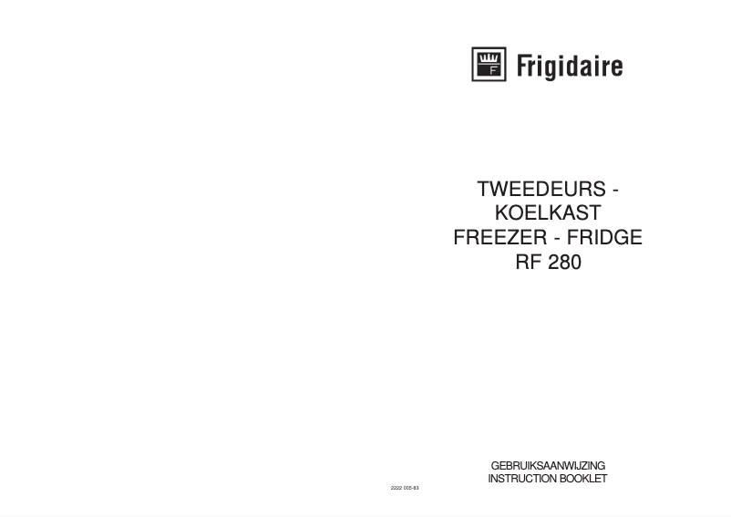 Page n°1 - Manuel utilisateur Frigidaire RF 280