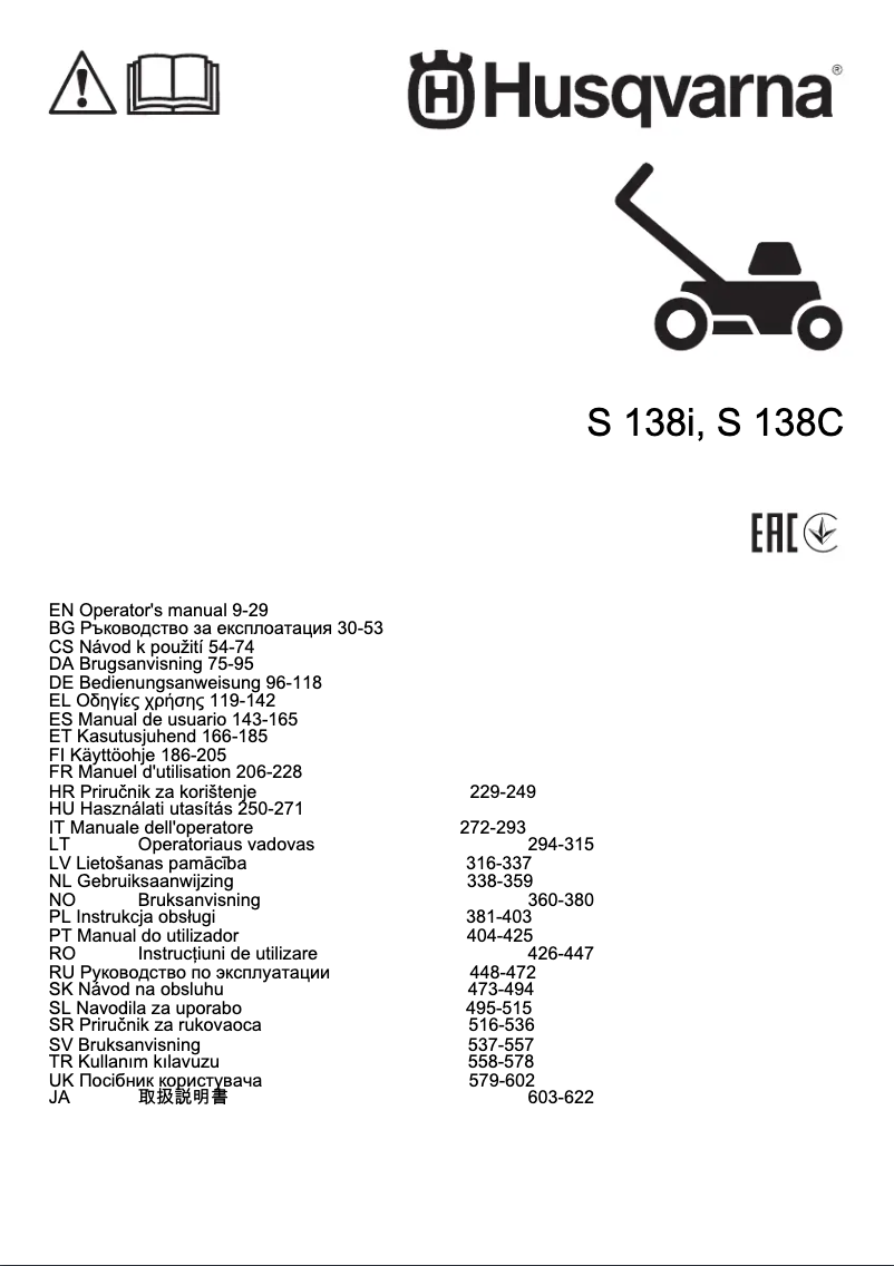 Page 1 de la notice Manuel utilisateur Husqvarna S 138C