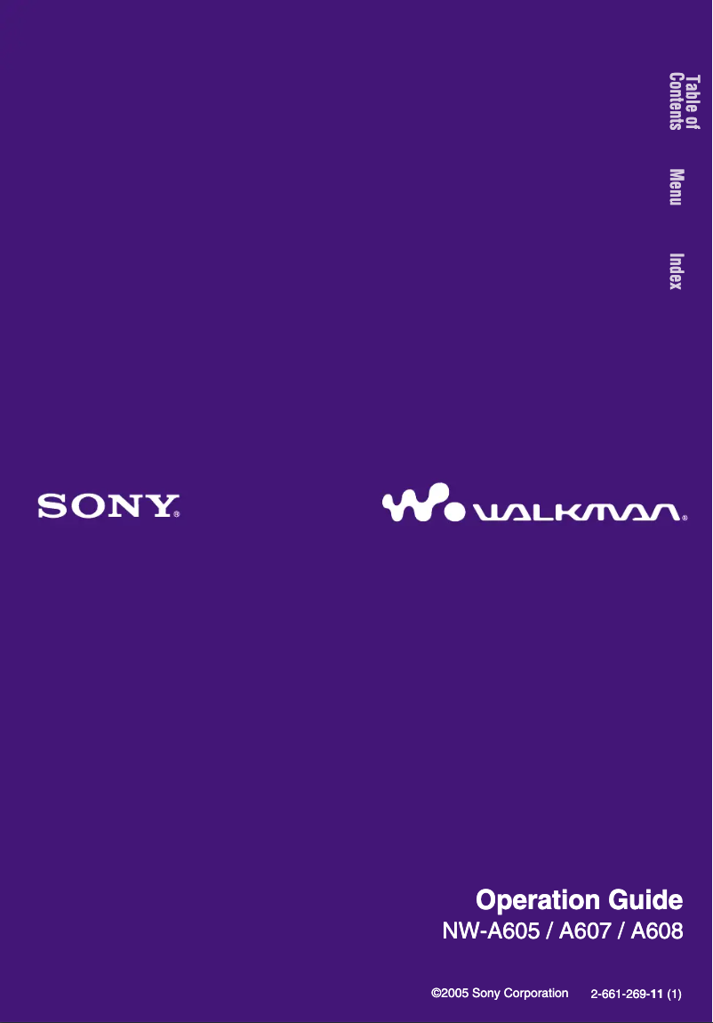 Page n°1 - Manuel utilisateur Sony Walkman NW-A607